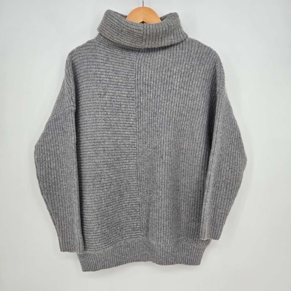 Ann Mashburn 100% Wool Womens M Gray Turtleneck Heavy Sweater Cozy Oversized